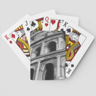 Roman Colosseum with Architectural Drawings Poker Cards
