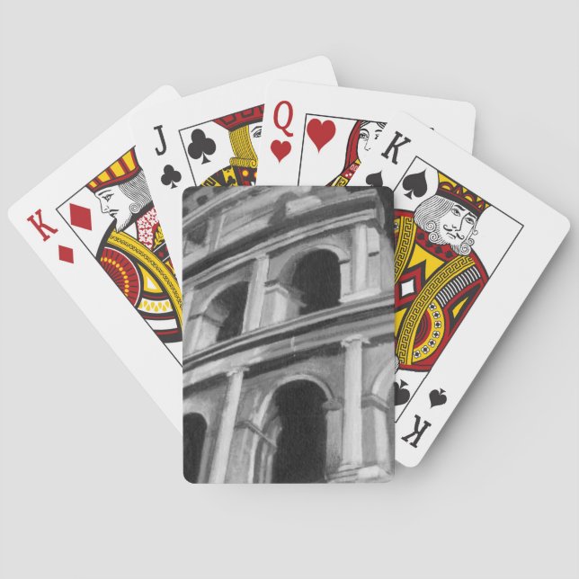 Roman Colosseum with Architectural Drawings Poker Cards (Back)