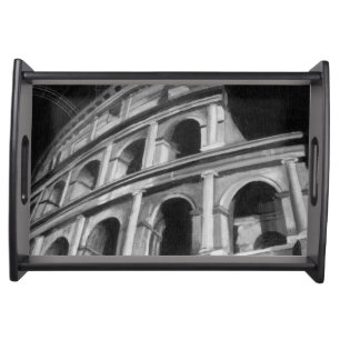 Roman Colosseum with Architectural Drawings Serving Tray
