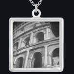 Roman Colosseum with Architectural Drawings Silver Plated Necklace<br><div class="desc">A picture of the Roman Colosseum complete with architectural drawings of the archways. One of the new seven wonders of the world,  the style of the building still influences modern design. A great gift for someone who loves architecture or studying ancient Rome.</div>