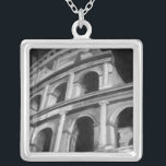 Roman Colosseum with Architectural Drawings Silver Plated Necklace<br><div class="desc">A picture of the Roman Colosseum complete with architectural drawings of the archways. One of the new seven wonders of the world,  the style of the building still influences modern design. A great gift for someone who loves architecture or studying ancient Rome.</div>
