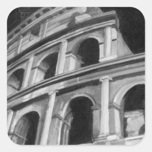 Roman Colosseum with Architectural Drawings Square Sticker