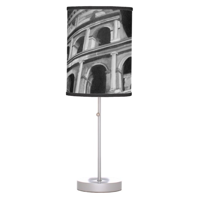 Roman Colosseum with Architectural Drawings Table Lamp (Front)