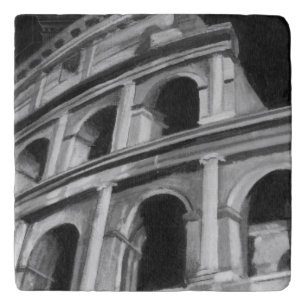 Roman Colosseum with Architectural Drawings Trivet