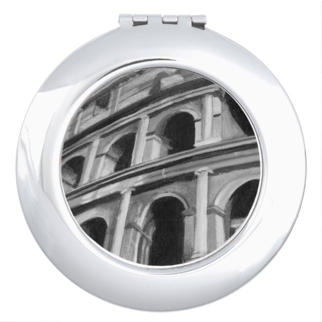 Roman Colosseum with Architectural Drawings Vanity Mirror (Front)