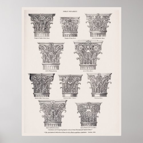 Roman Columns Corinthian Style Architectural Poster