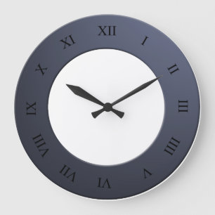 Roman Digits on Blue Frame on any Color Large Clock