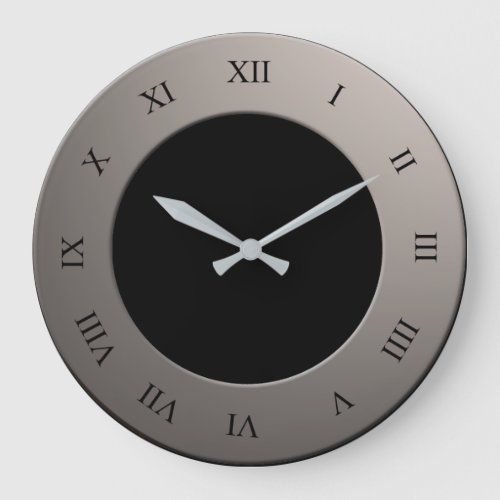 Roman Digits on Silver Frame on any Color Large Clock