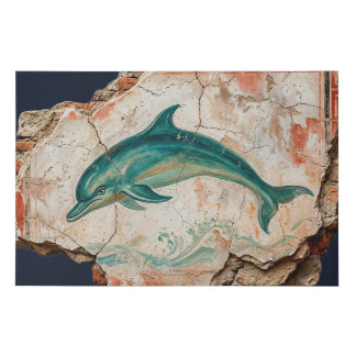 Roman Dolphin Fresco Faux Canvas Print