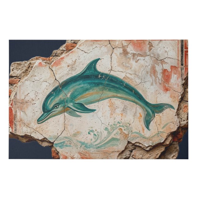 Roman Dolphin Fresco Faux Canvas Print (Front)