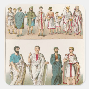 Roman Dress, from 'Trachten der Voelker', 1864 Square Sticker
