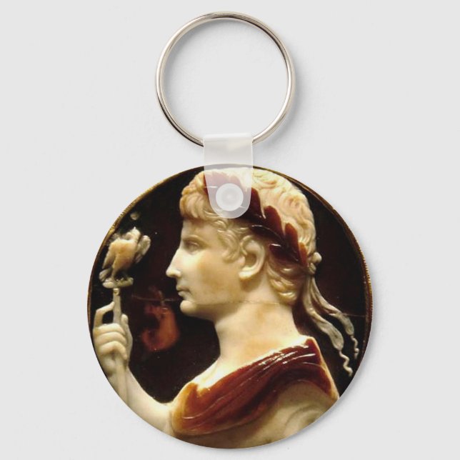 Roman Emperor Octavian Augustus Cameo Ancient Art Keychain (Front)