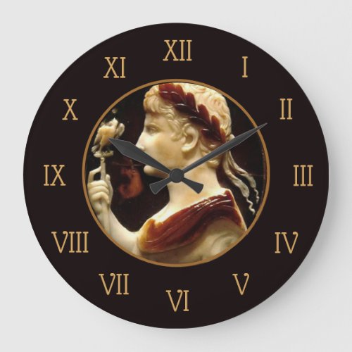 Roman Emperor Octavian Augustus Cameo Elegant Art Large Clock