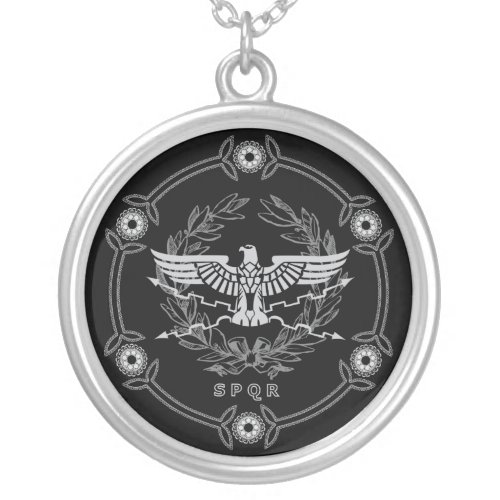 Roman Empire Emblem Silver Plated Necklace