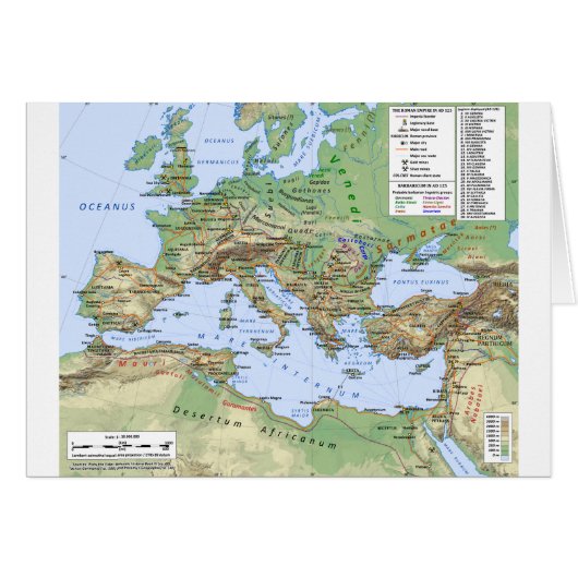 Roman Empire Map During Reign of Emperor Hadrian (Front Horizontal)