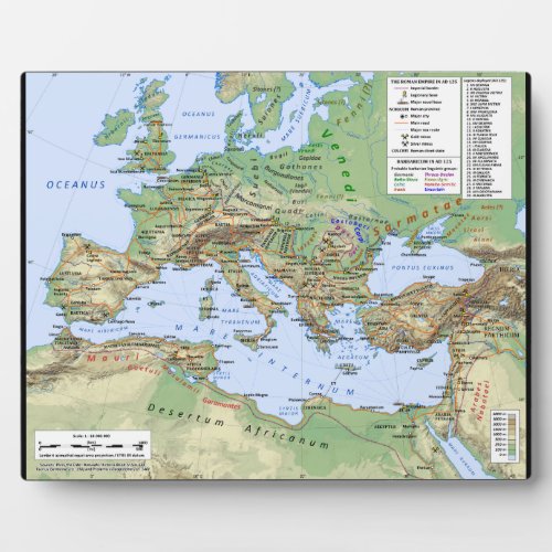 Roman Empire Map During Reign of Emperor Hadrian Plaque