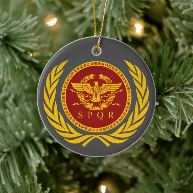 Roman Empire SPQR Eagle Emblem and Wreath  Ceramic Ornament (Tree)