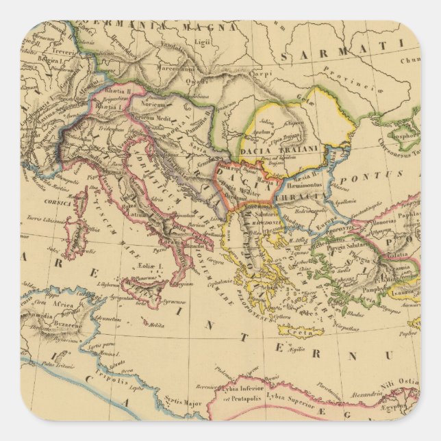 Roman Empire under Constantine and Trajan Square Sticker (Front)