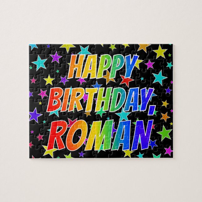"ROMAN" First Name, Fun "HAPPY BIRTHDAY" Jigsaw Puzzle (Horizontal)