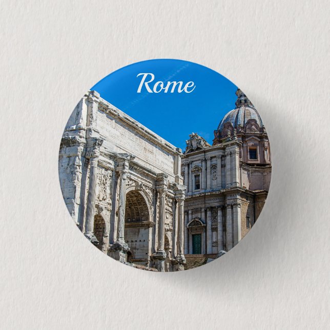 Roman Forum ruins in Rome, Italy Button (Front)