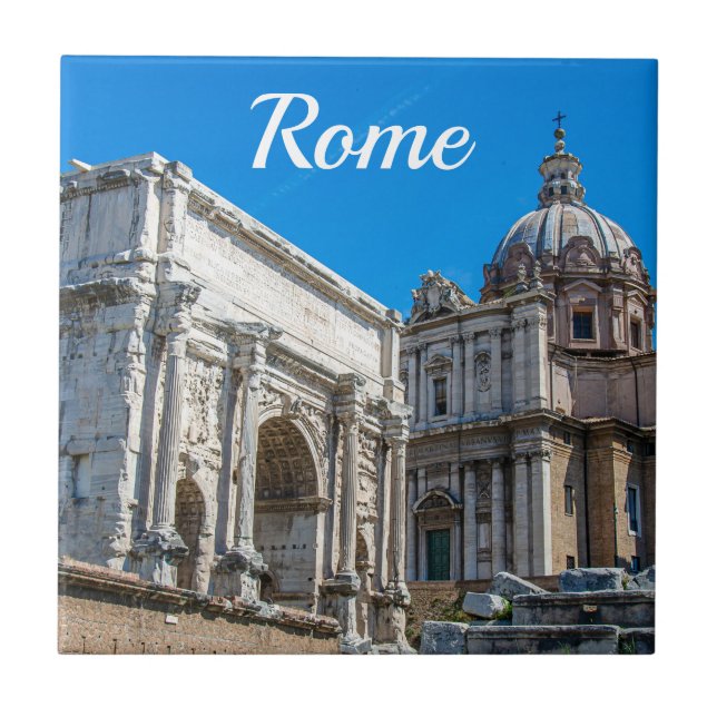 Roman Forum ruins in Rome, Italy Ceramic Tile (Front)