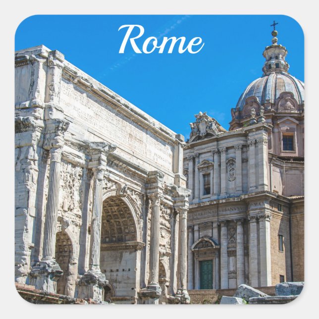 Roman Forum ruins in Rome, Italy Square Sticker (Front)