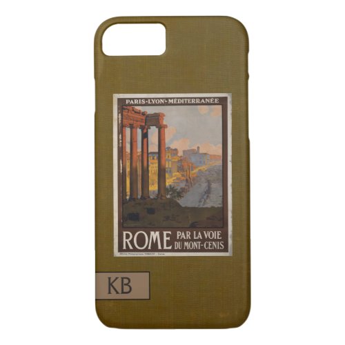 Roman Forum Vintage Travel Ad with Monogram iPhone 87 Case