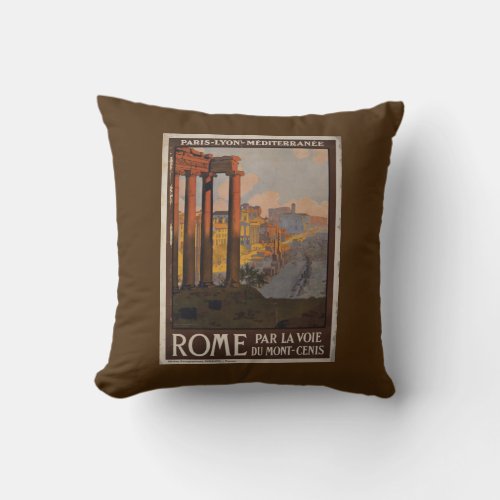 Roman Forum Vintage Travel Advertisement Throw Pillow
