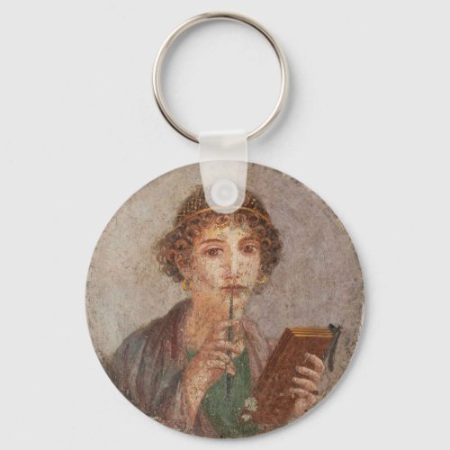 Roman Fresco Pompeii Sappho Girl Tablet  Stylus Keychain