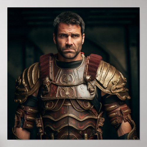 Roman General Maximus Dressed as Gladiator Poster