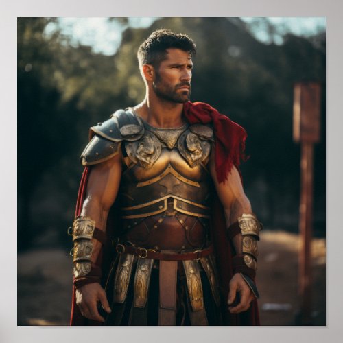 Roman General Maximus Dressed as Gladiator Poster
