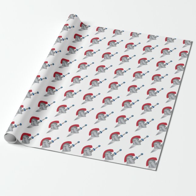 Roman Gladiator Helmet And Sword Wrapping Paper (Unrolled)