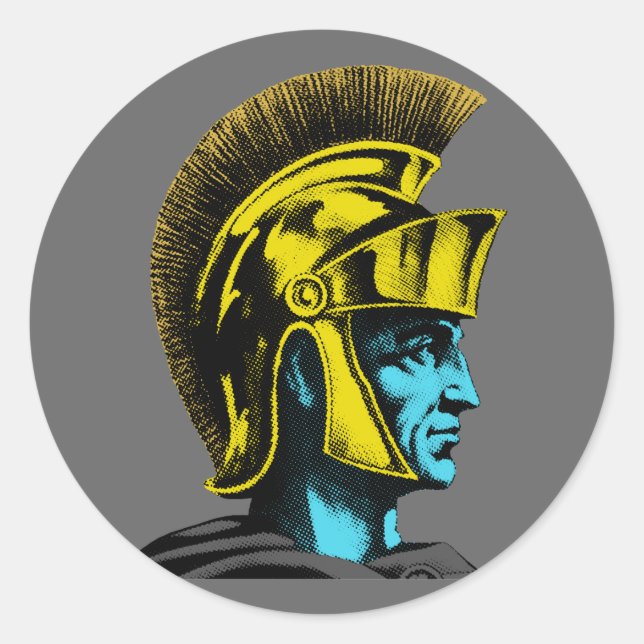 Roman Gladiator Pop Art Portrait Classic Round Sticker (Front)
