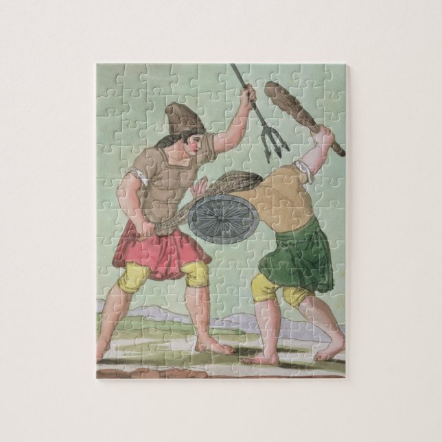 Roman Gladiators, from 'L'Antica Roma', 1825 (colo Jigsaw Puzzle (Vertical)