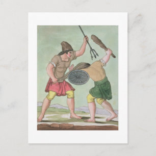 Roman Gladiators, from 'L'Antica Roma', 1825 (colo Postcard