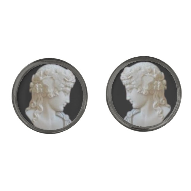 Roman God Antinous as Dionysus Cameo Cufflinks (Front)