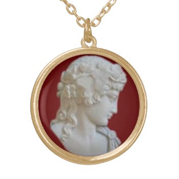 Roman God Antinous As Dionysus Cameo Gold Plated Necklace by bebebelle at Zazzle