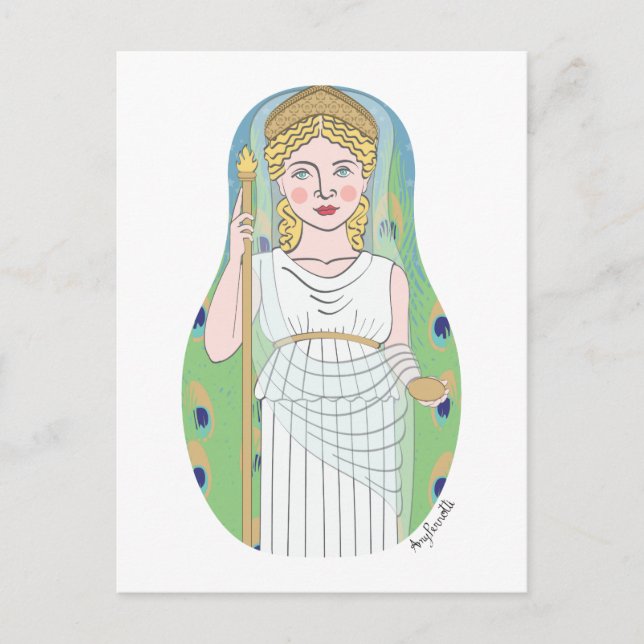 Roman Goddess Juno Matryoshka Postcard (Front)