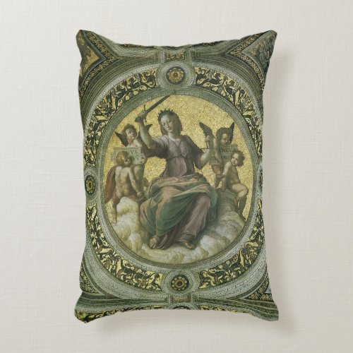 Roman Goddess Justice with Angels by Raphael Accent Pillow