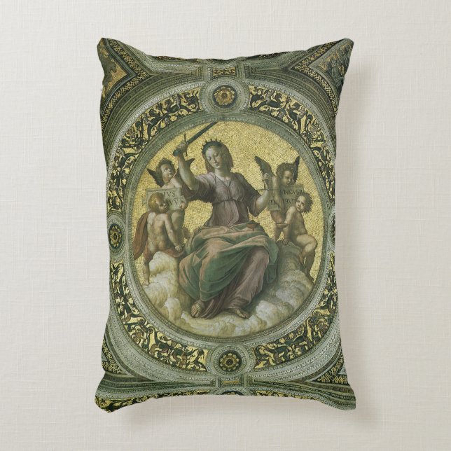Roman Goddess Justice with Angels by Raphael Accent Pillow (Front(Vertical))