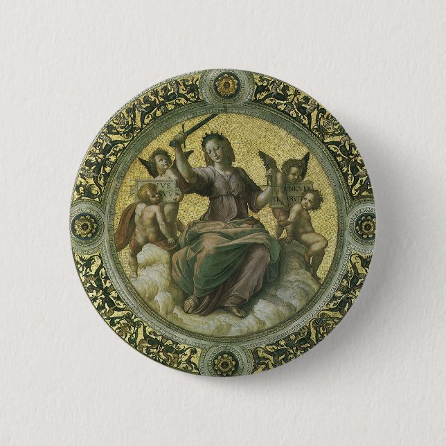 Roman Goddess Justice with Angels by Raphael Button (Front)