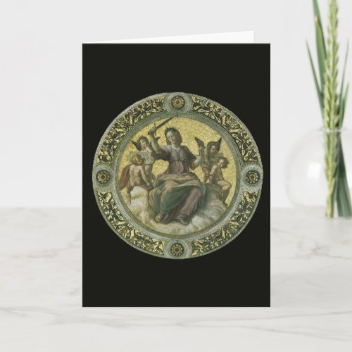 Roman Goddess Justice with Angels by Raphael Card