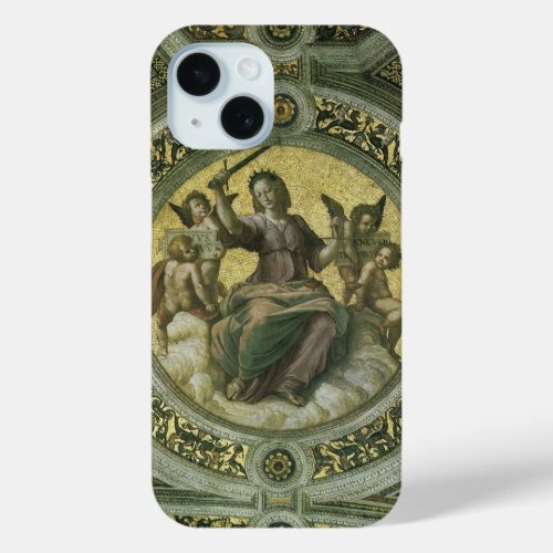 Roman Goddess Justice with Angels by Raphael iPhone 15 Case