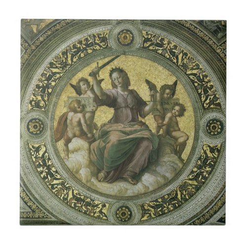 Roman Goddess Justice with Angels by Raphael Ceramic Tile