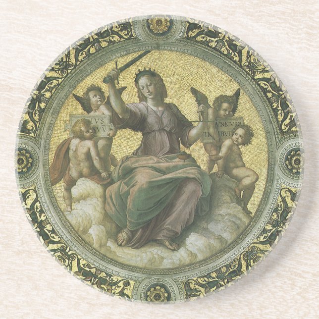 Roman Goddess Justice with Angels by Raphael Coaster (Front)