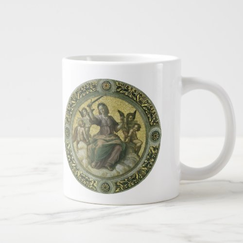 Roman Goddess Justice with Angels by Raphael Large Coffee Mug