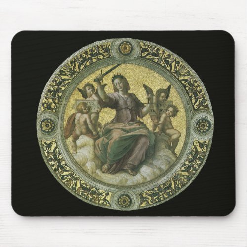 Roman Goddess Justice with Angels by Raphael Mouse Pad