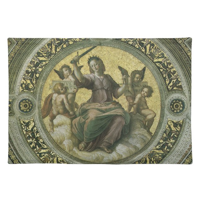 Roman Goddess Justice with Angels by Raphael Placemat (Front)