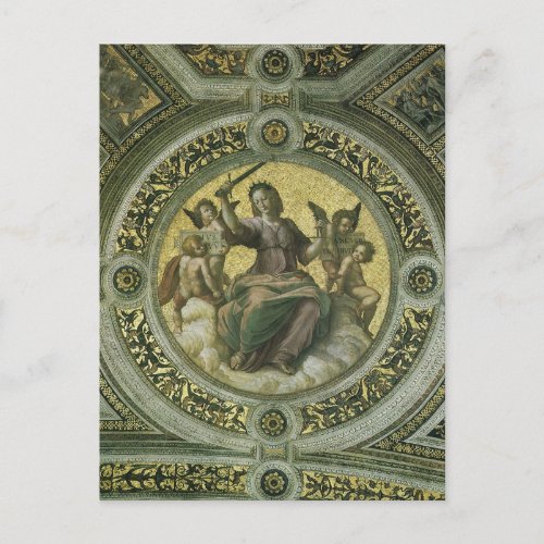 Roman Goddess Justice with Angels by Raphael Postcard