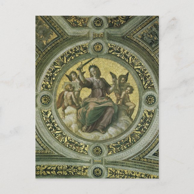 Roman Goddess Justice with Angels by Raphael Postcard (Front)